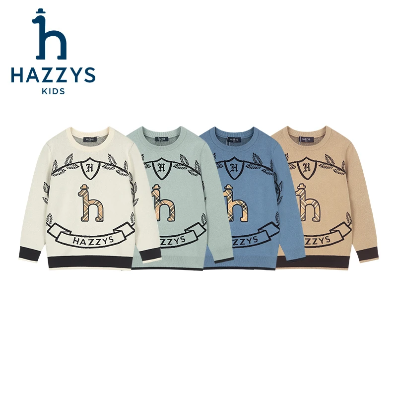 Hazzys/哈吉斯品牌童装【达人专属】男女童线衣套头针织衫圆领冬季