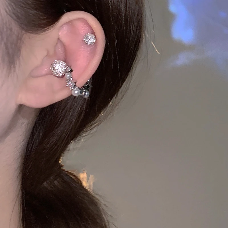 娟姨 铜合金合成锆石耳饰 简约时尚个性百搭耳骨夹