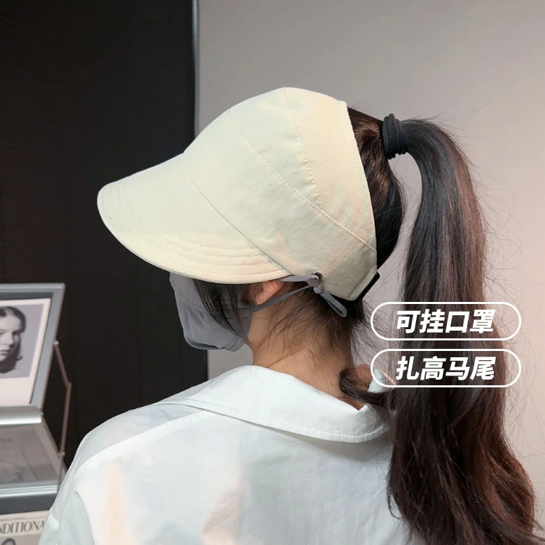 可扎高马尾速干鸭舌帽女加宽帽檐夏季出游遮阳防晒渔夫帽空顶帽子