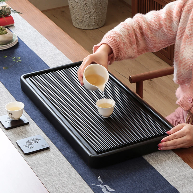 品匠茶居德行天下60*30轻奢简约大号茶盘竹制长方形沥水整料掏挖