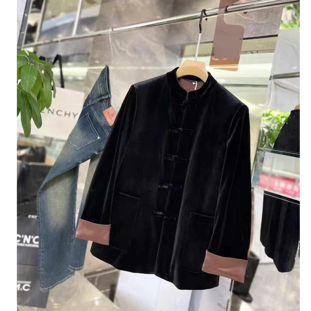 K哥男装男时尚休闲百搭复古中式中国风立领冬季唐装加棉外套9608