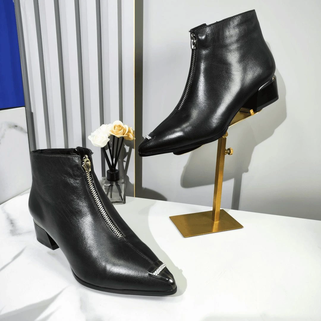 80013女式真皮小短靴低跟牛皮靴子青海西藏甘孜包邮