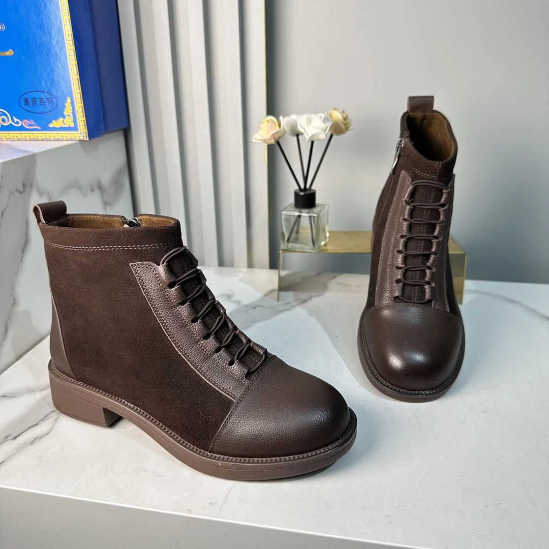 女士真皮小短靴牛皮靴子时尚百搭女靴青海西藏甘孜包邮1210-3