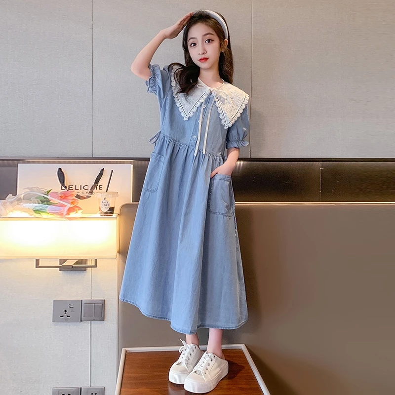女童连衣裙夏装儿童公主裙子洋气12-15岁韩版大童装女孩夏季衣服