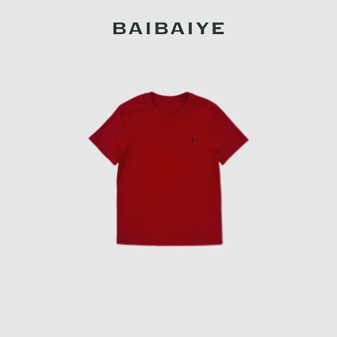 BAIBAIYE  "年轻老钱" 早春磨毛百搭圆领短袖T恤 Z23FT572
