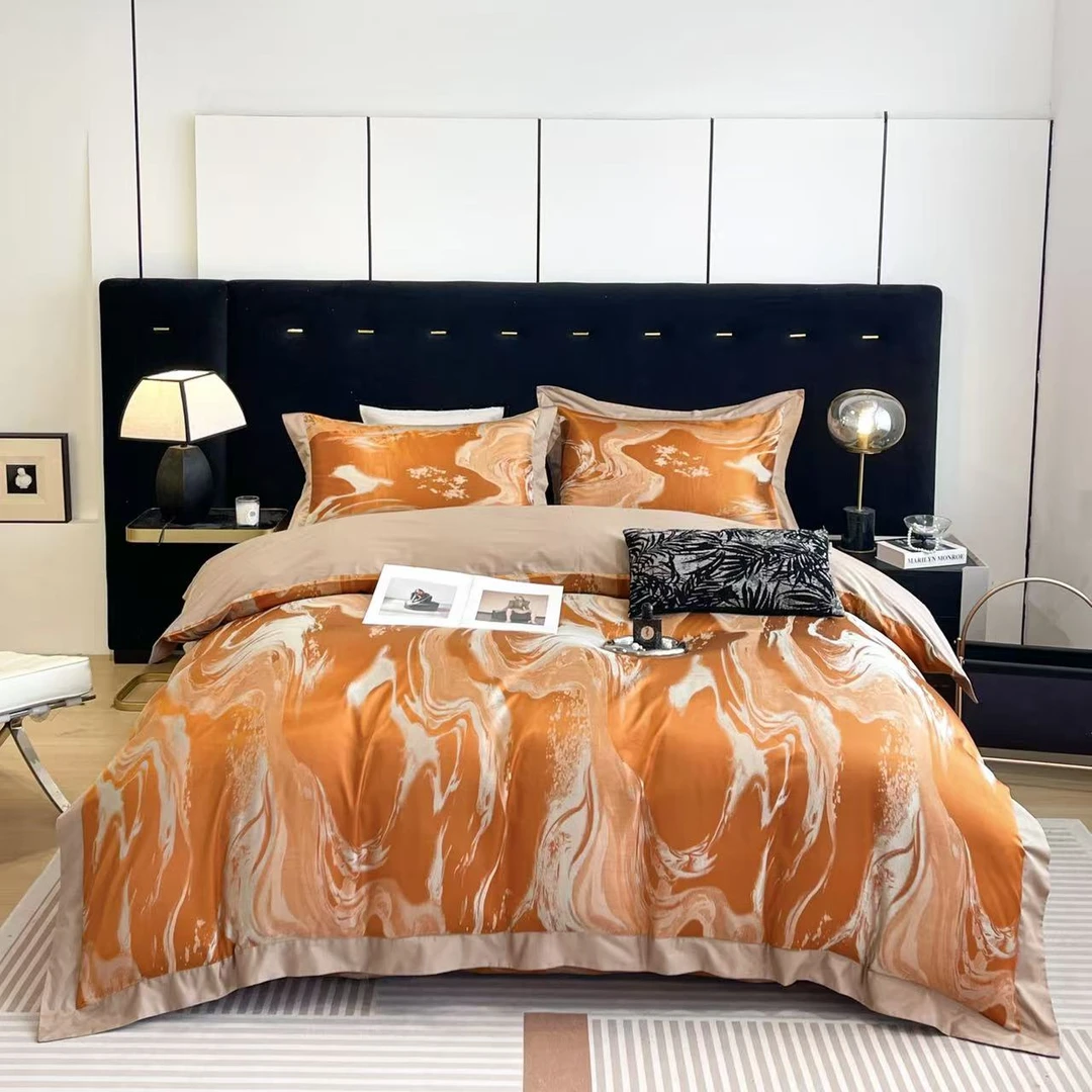 扶晓山岚    轻奢全棉贡缎提花四件套