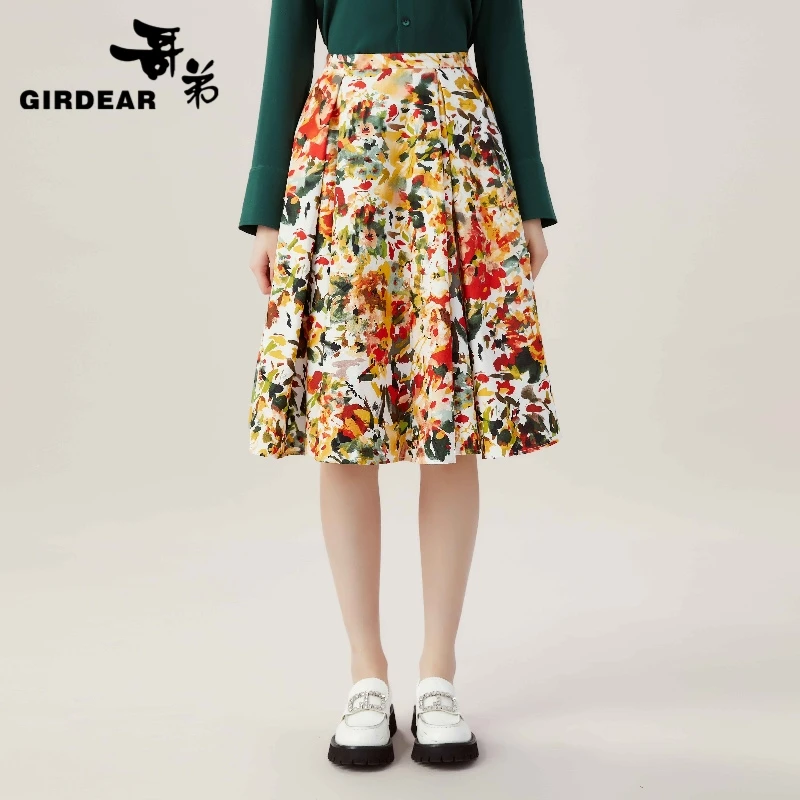 GIRDEAR/哥弟哥弟印花A字半裙 1200059-2A12756