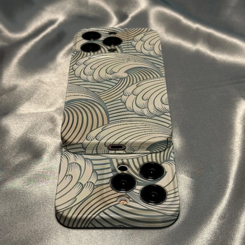 白色海浪全包菲林壳ins小众适用iphone14promax手机壳13日韩12x手