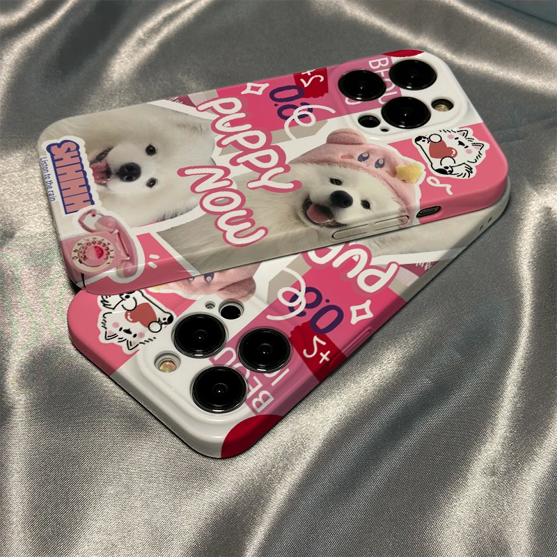 适用于苹果安卓华为荣耀oppo呆萌萨摩耶精孔全包菲林手机壳vivo红