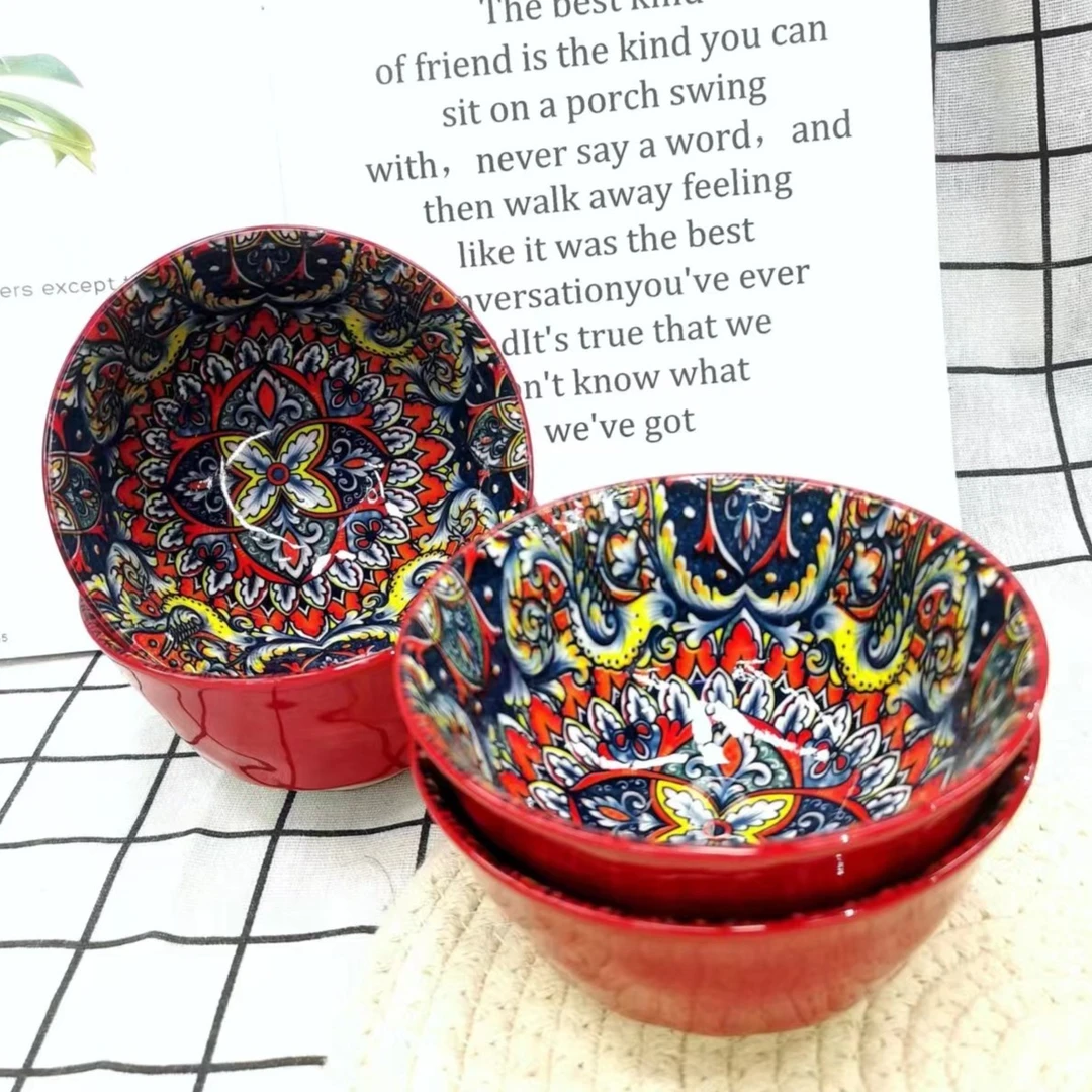 【精选】4个装亚蒂斯陶瓷米饭4.75英寸异域风情好看家用