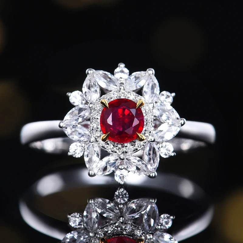 温婉美人 主石0.34克拉 18K金 无烧鸽血红红宝石戒指