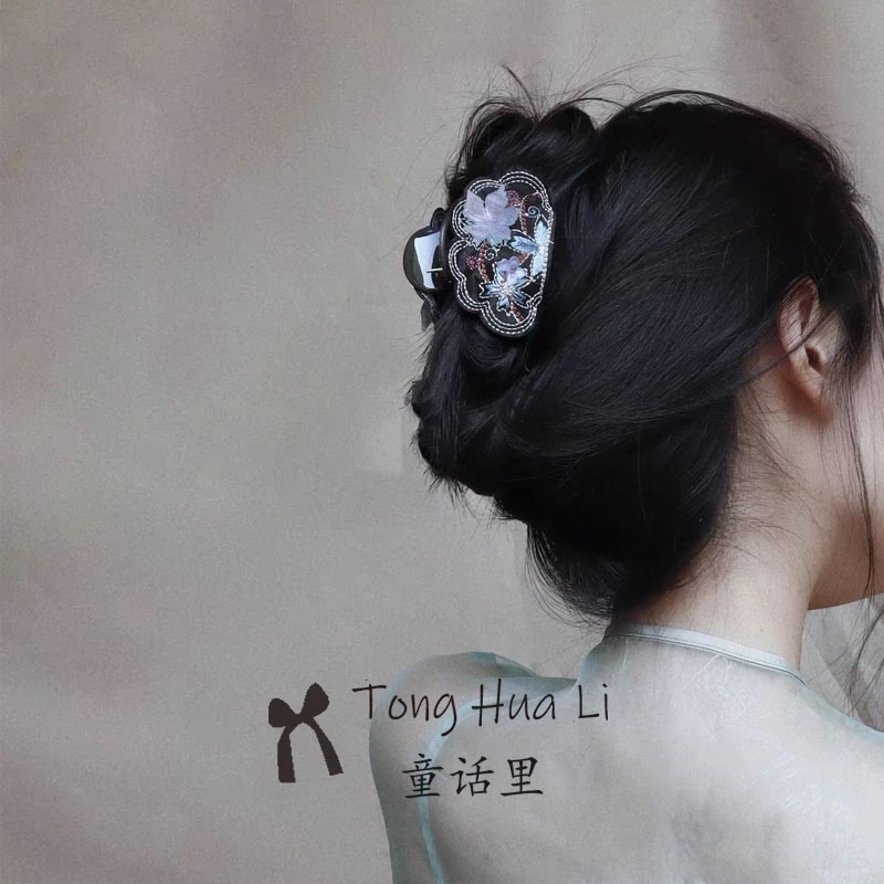 【春颂】原创国风刺绣小抓夹发夹盘发半扎发夹发饰新中式顶夹配饰