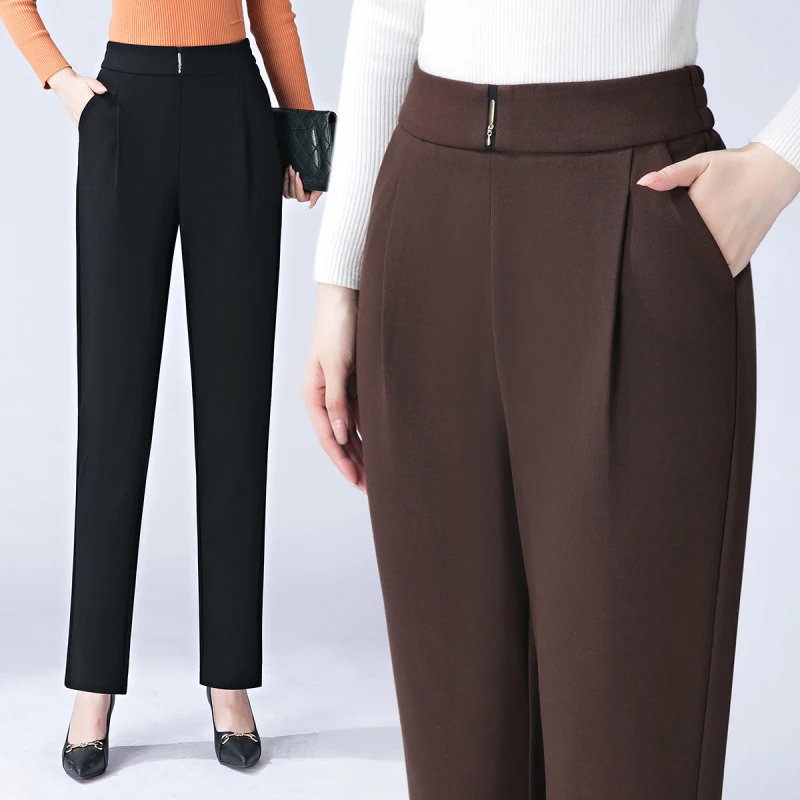 哈伦裤子女夏季大码宽松高腰中年女裤西装裤休闲春秋小脚萝卜长裤