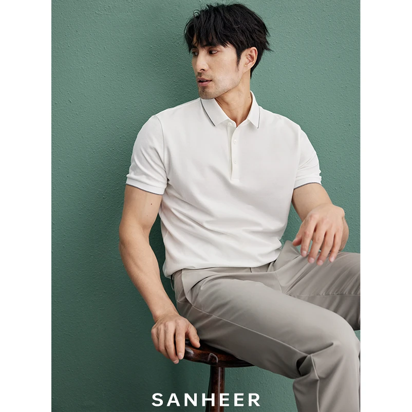 2023夏季BI入PIMA棉POLO衫 液氨珠地纯棉男士翻领短袖T恤 DAT905