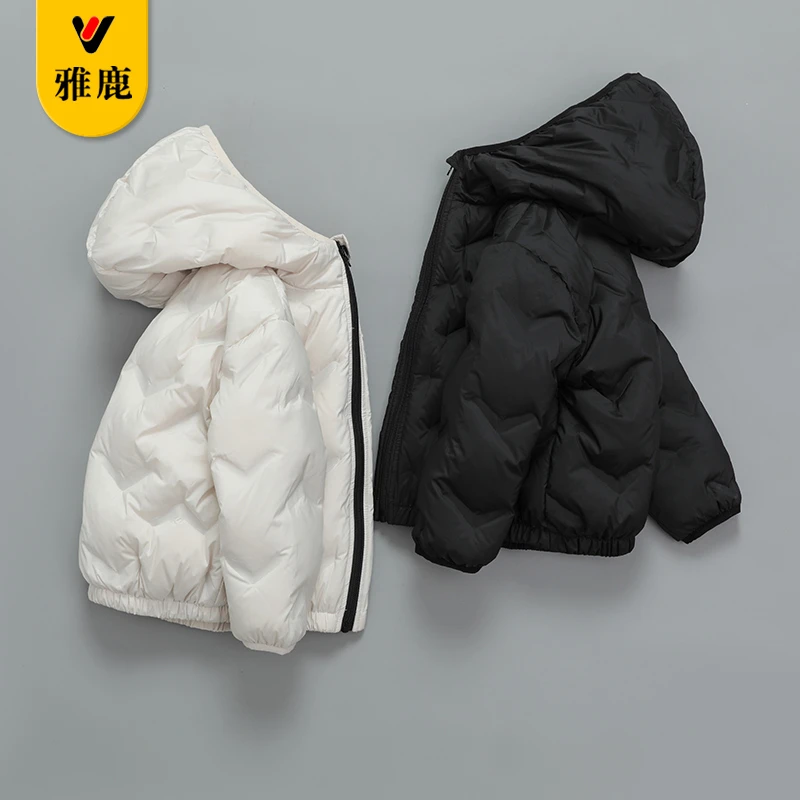 雅鹿儿童轻薄羽绒服男女童秋冬季新款时尚中大童短款连帽外套童装