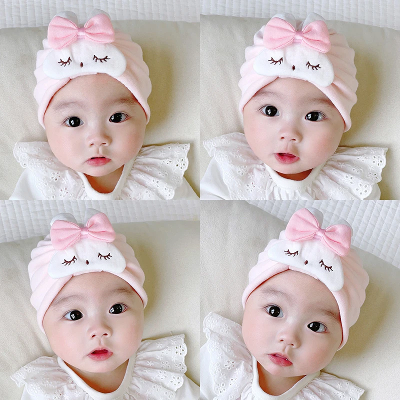 春夏季婴儿帽子男女宝宝超萌可爱套头帽新生儿胎帽护囟门帽印度帽