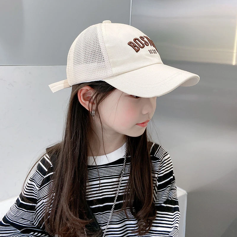 夏季帽子春夏时尚百搭女童鸭舌帽洋气韩版遮阳棒球帽男孩太阳网帽