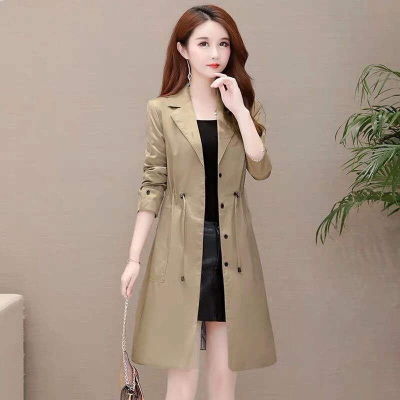 中长款外套女薄款春秋装2024年新款洋气中年妈妈宽松百搭风衣外搭