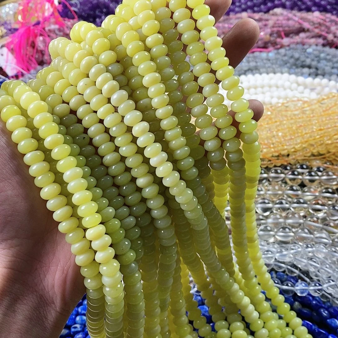 玛瑙/玉髓珠宝半成品合金一条天然8mm柠檬玉隔片