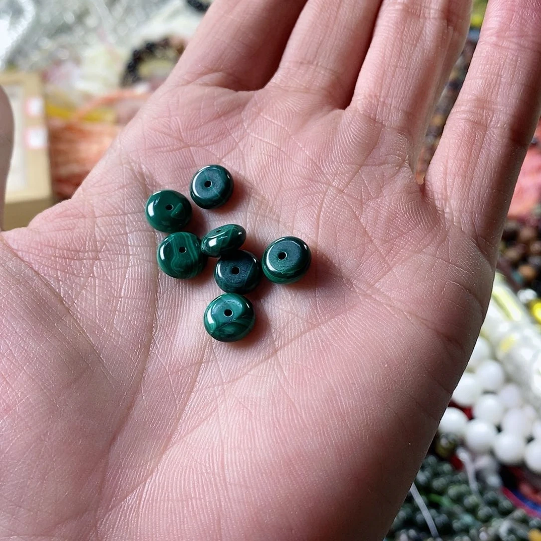 玛瑙/玉髓珠宝半成品合金十个天然孔雀石隔片8mm
