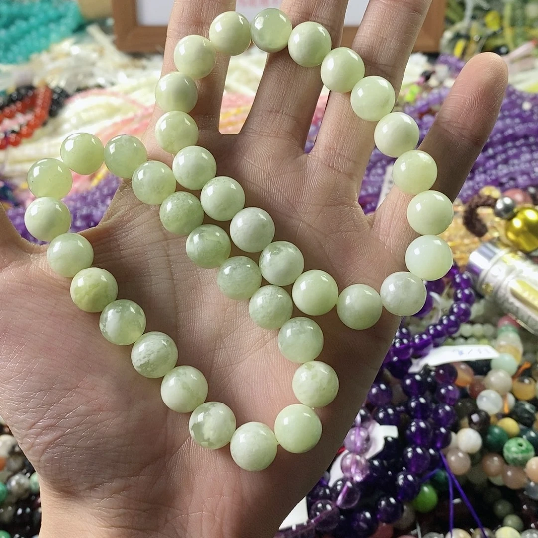 玛瑙/玉髓珠宝半成品合金一条天然10mm岫玉手链