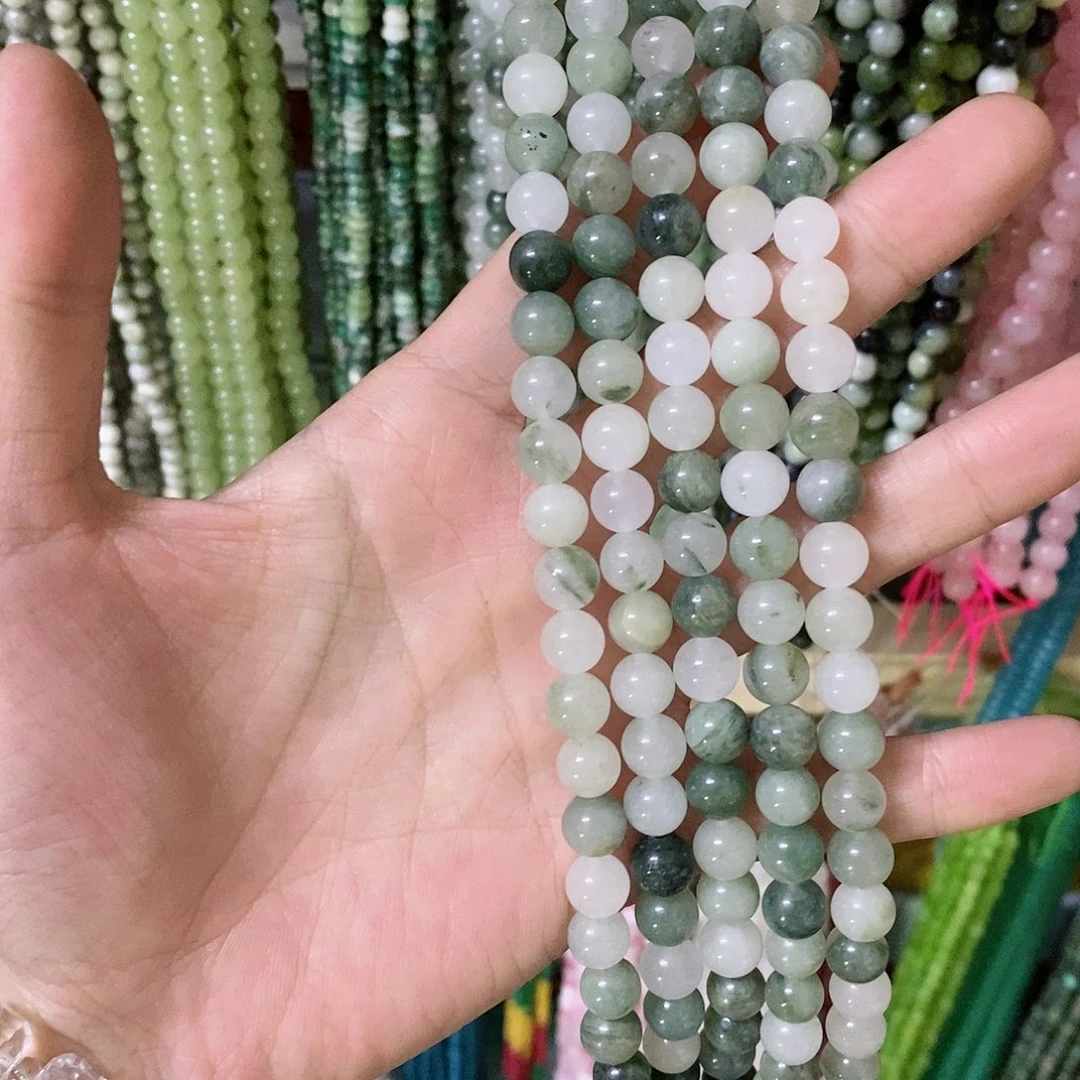 玛瑙/玉髓珠宝半成品合金一条天然8mm天山翠圆珠