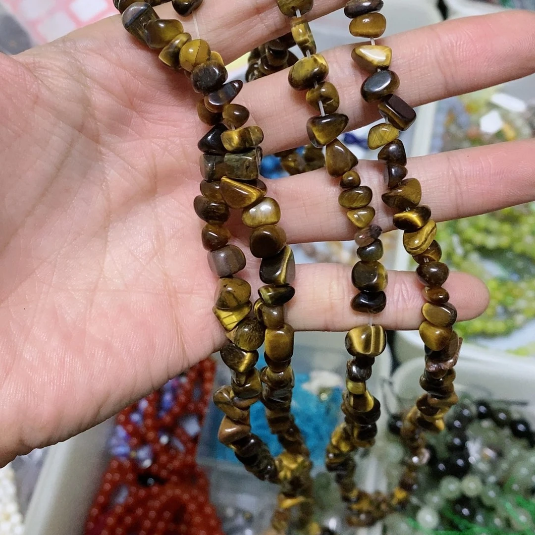 玛瑙/玉髓珠宝半成品合金一条天然虎石不规则