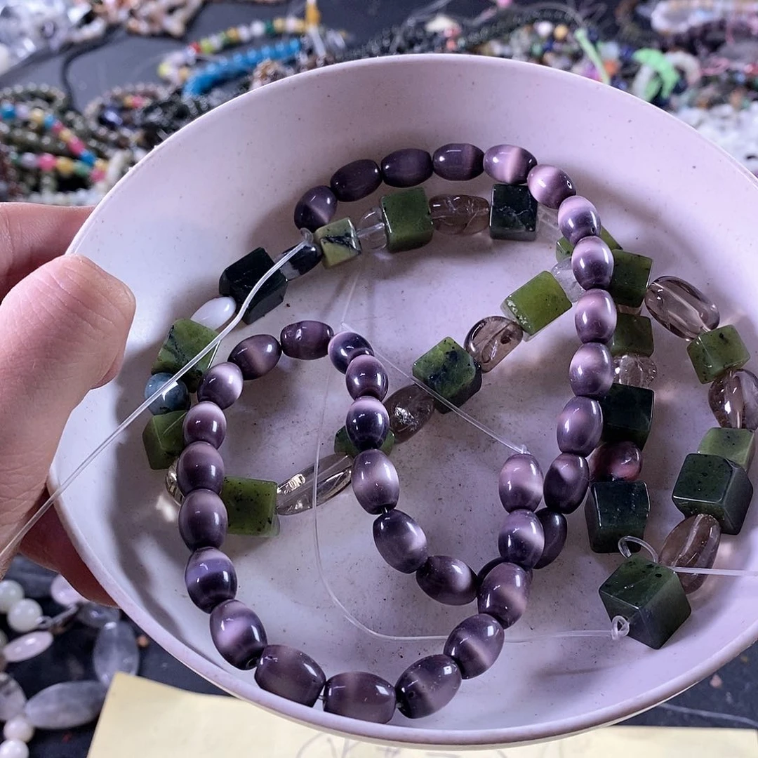 蛇纹石玉珠宝半成品合金打包251