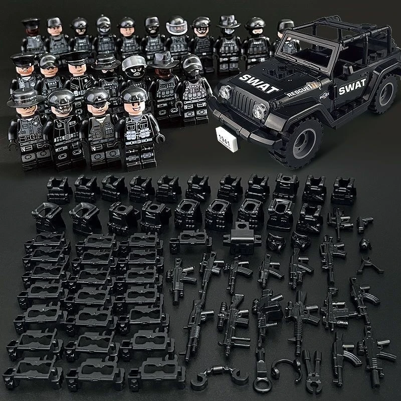 乐高新款积木军事特警人仔军人警察小颗粒玩具特种兵积木拼装特殊