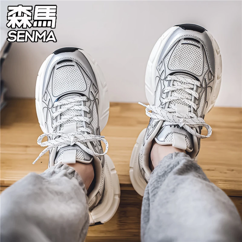 SENMA/森马老爹鞋男2025新款爆款春季透气男鞋百搭网面休闲运动鞋