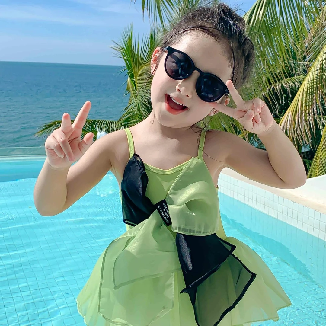 【水手宝宝】设计师原创高端设计夏季户外女童洋气扭扭纱泳衣3369