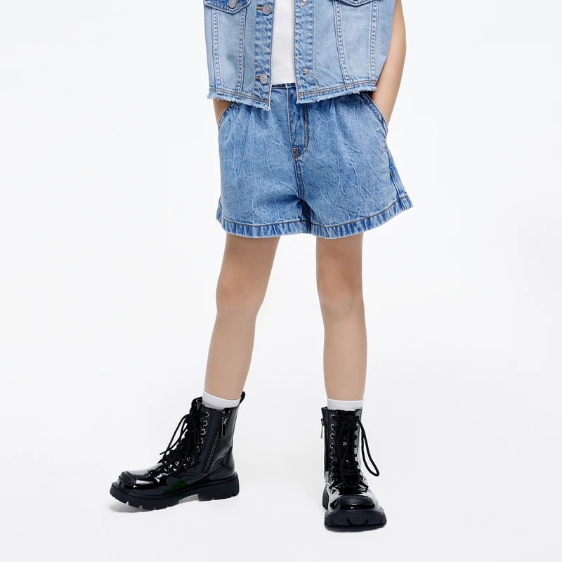 littlemoco童装24夏装新款男女童做旧牛仔短裤#KBD2SOT027