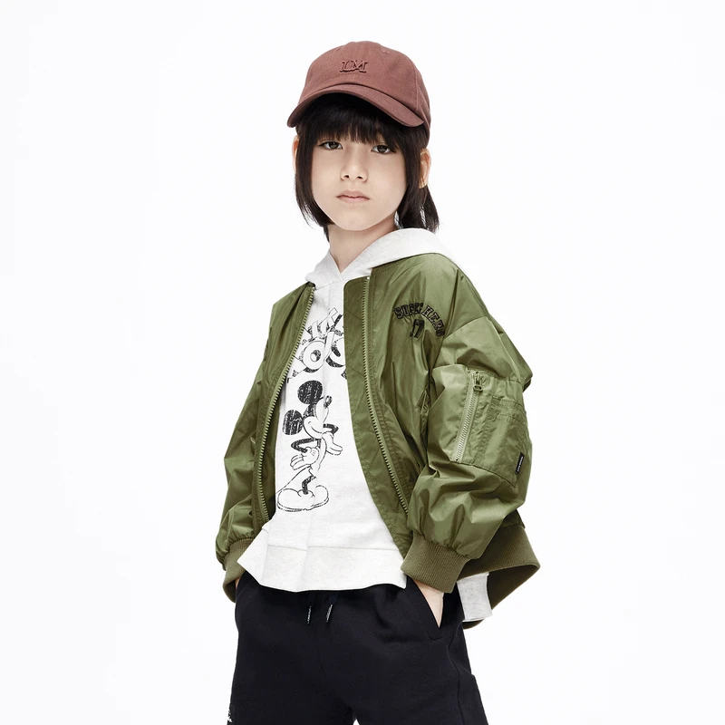 little moco童装23秋装新款男女童棒球服长袖夹克外套#KBC3JKT024