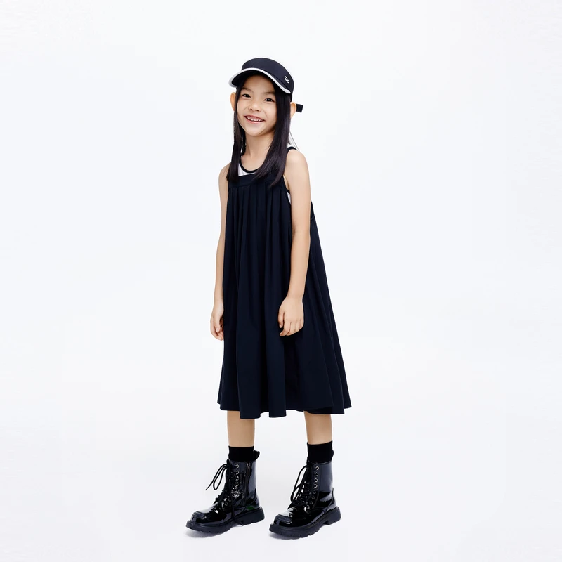 littlemoco童装24新款女童两件装背心速干吊带连衣裙#KBD2DRS041