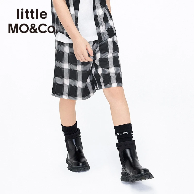 little moco童装22夏装新款男童宽松格纹休闲短裤子#KBB2SOT037