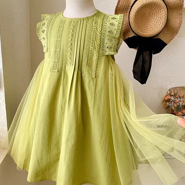 Y-N833【阿楠家甄选】女童女童夏款蕾丝裙洋气宝宝小女孩韩版