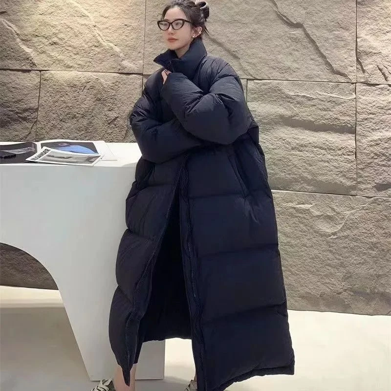 反季羽绒棉服女长款过膝2023新款冬季外套女加厚立领棉衣女外套潮