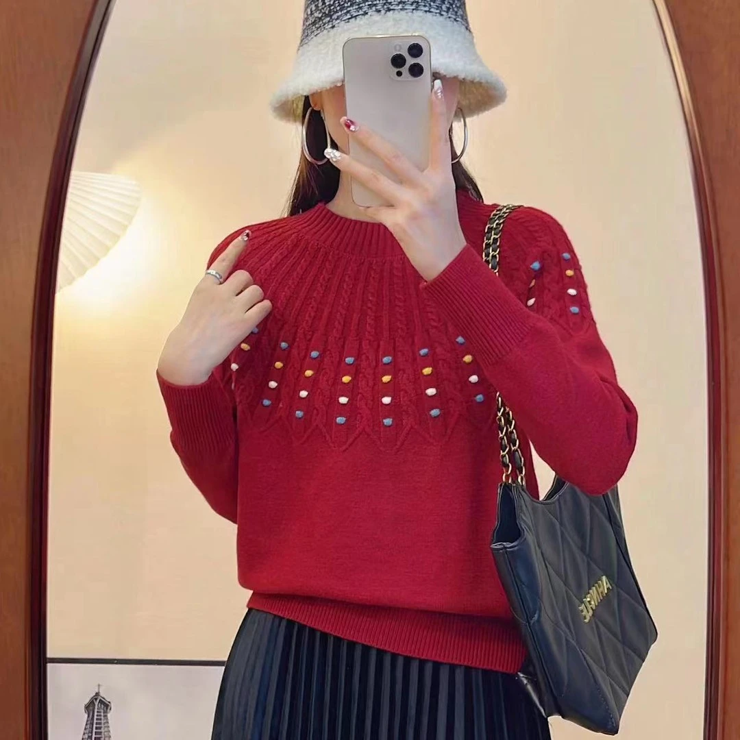 5025气质百搭毛衣针织女新款外搭洋气小个子上衣针织纯色