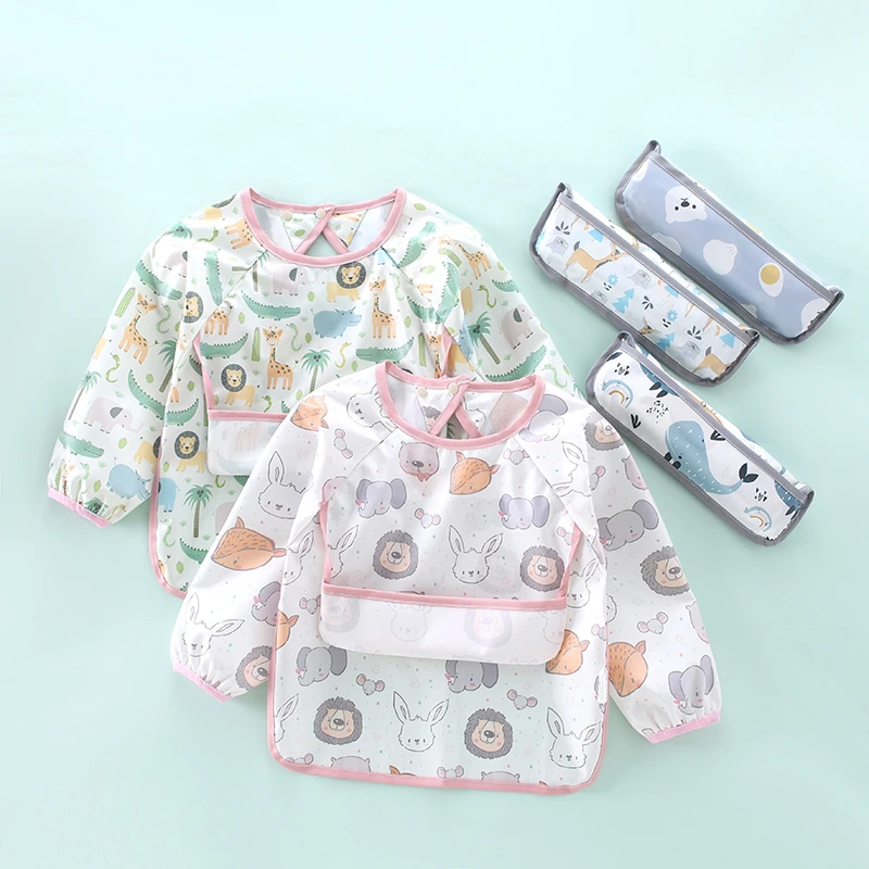 宝宝吃饭围兜四季款防水婴儿饭兜兜吃饭罩衣儿童罩衣男女护衣免洗