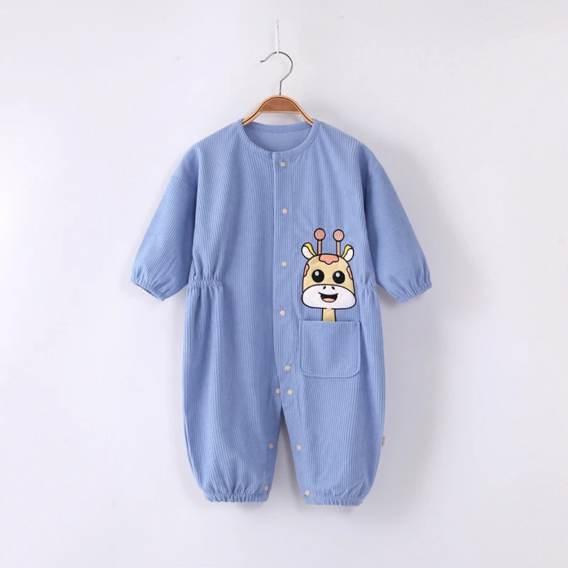 宝宝连体罩衣全身灯芯绒女防脏爬行服婴儿爬爬服男儿童外穿一体式