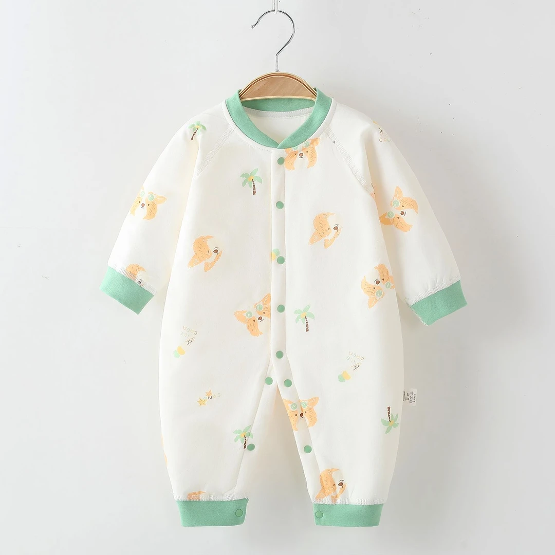 婴儿连体衣服40g薄棉A类无骨缝制轻薄棉男女宝宝春秋冬季爬服哈衣