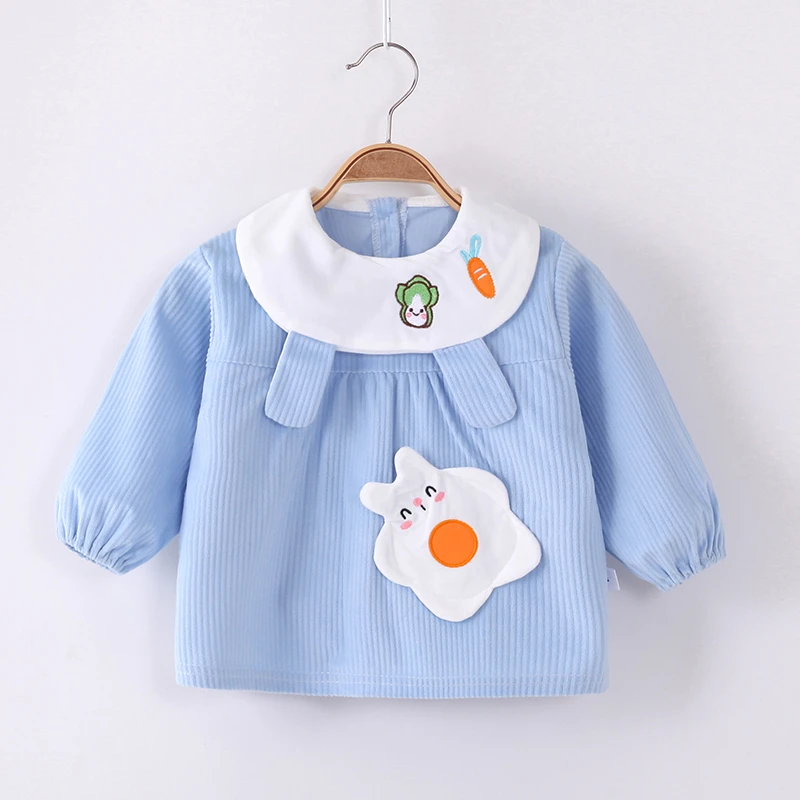 罩衣女宝洋气公主裙秋冬儿童围裙倒褂女童长袖防水防脏护衣反穿衣