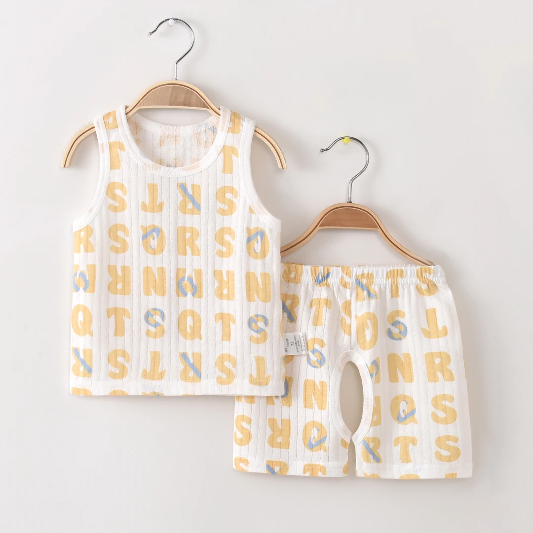 婴儿背心套装夏季纯棉薄款男童女宝宝小孩透气短裤儿童无袖小背心