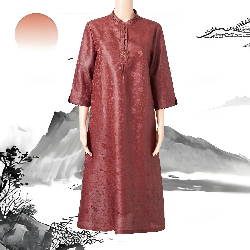 【十三仪】新中式秋季新款桑蚕丝红云纱连衣裙ZYL-24JC5039