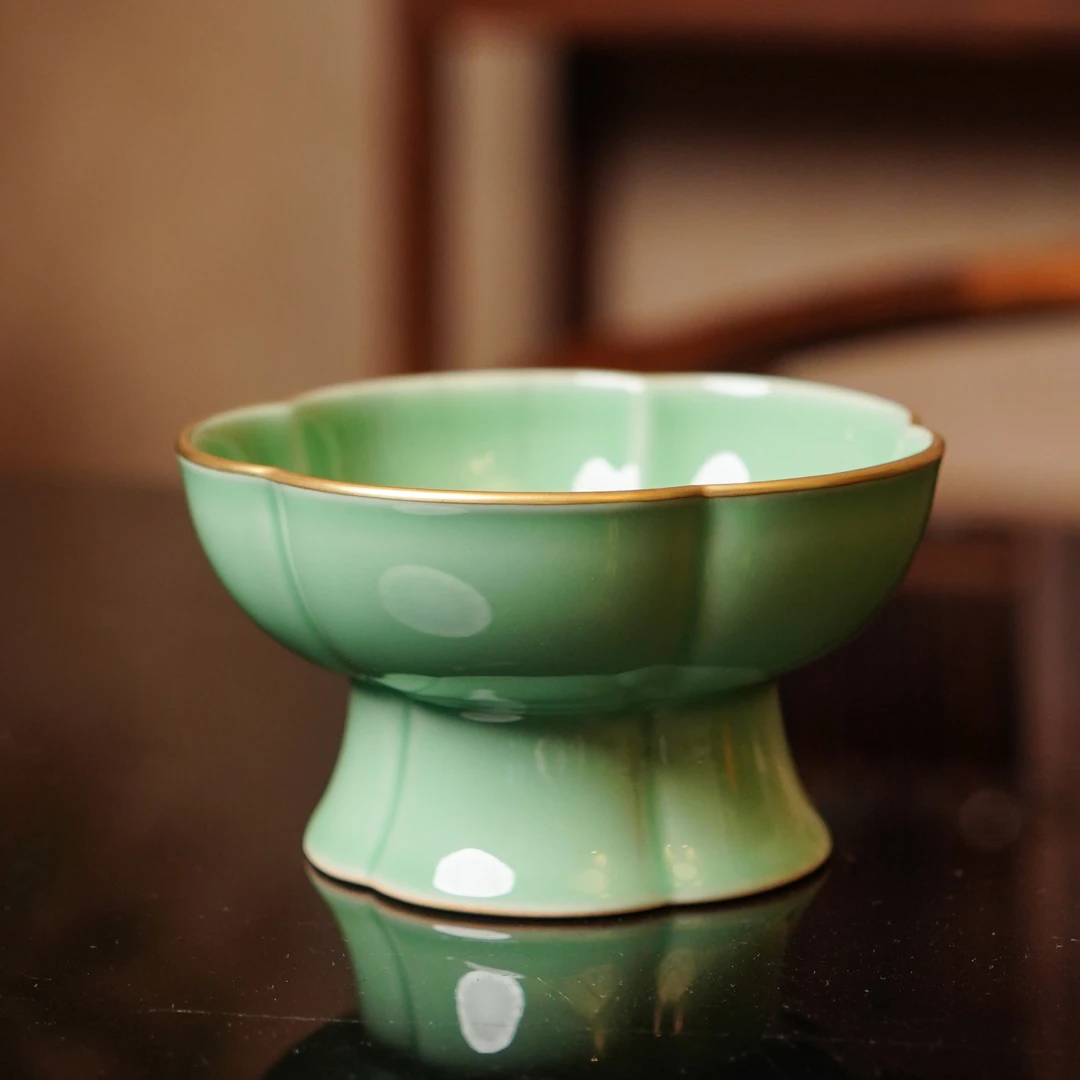 华隐堂 碧绿蝶恋花果盘  功夫茶具茶配茶具 HYT2777