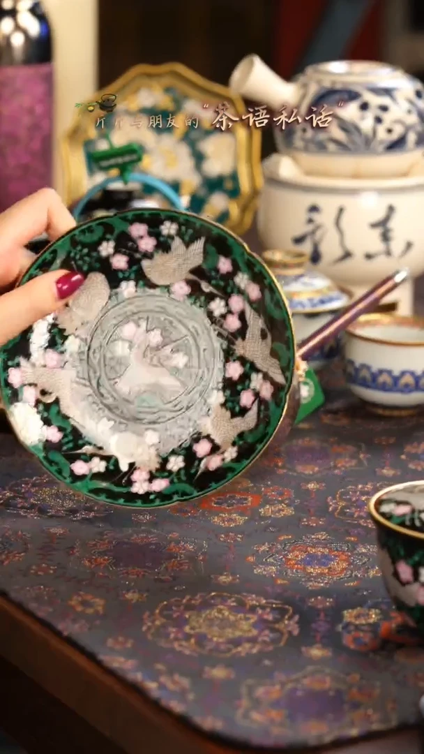 【闪购商品】灵玺贡坊 墨绿 仙鹤 壶承