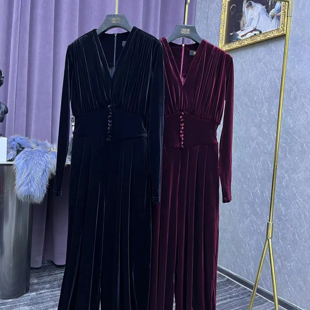 曹掌柜曹掌柜显瘦连体裤精品女装高档裤女轻奢直播时尚丝绒裤