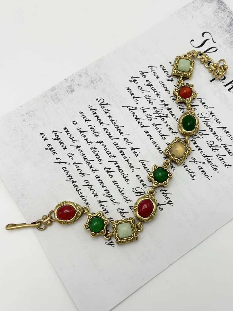 铜合金手链 1922手工气质时尚复古古风红绿重工