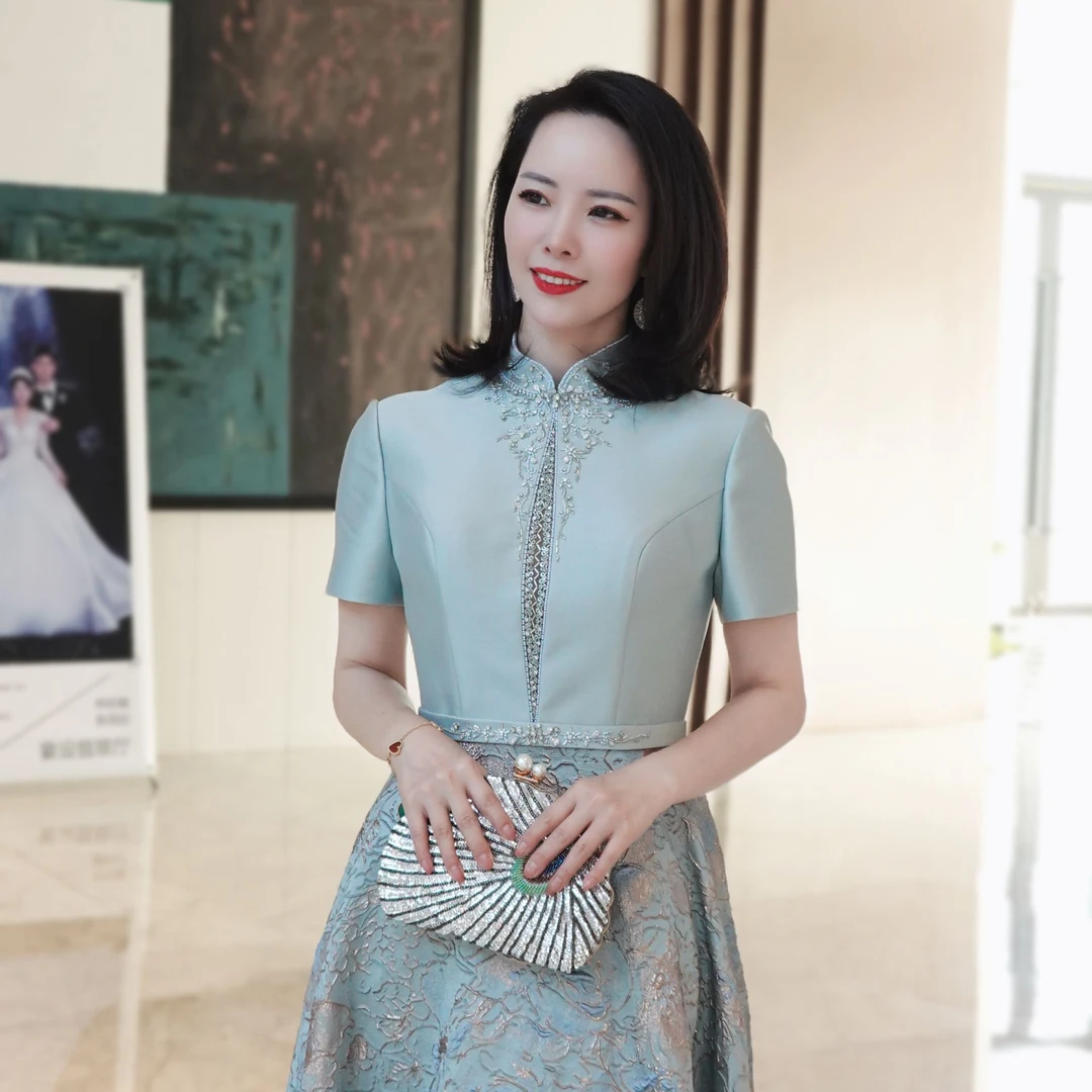红印象喜妈妈喜婆婆气质端庄优雅显瘦婚宴礼服