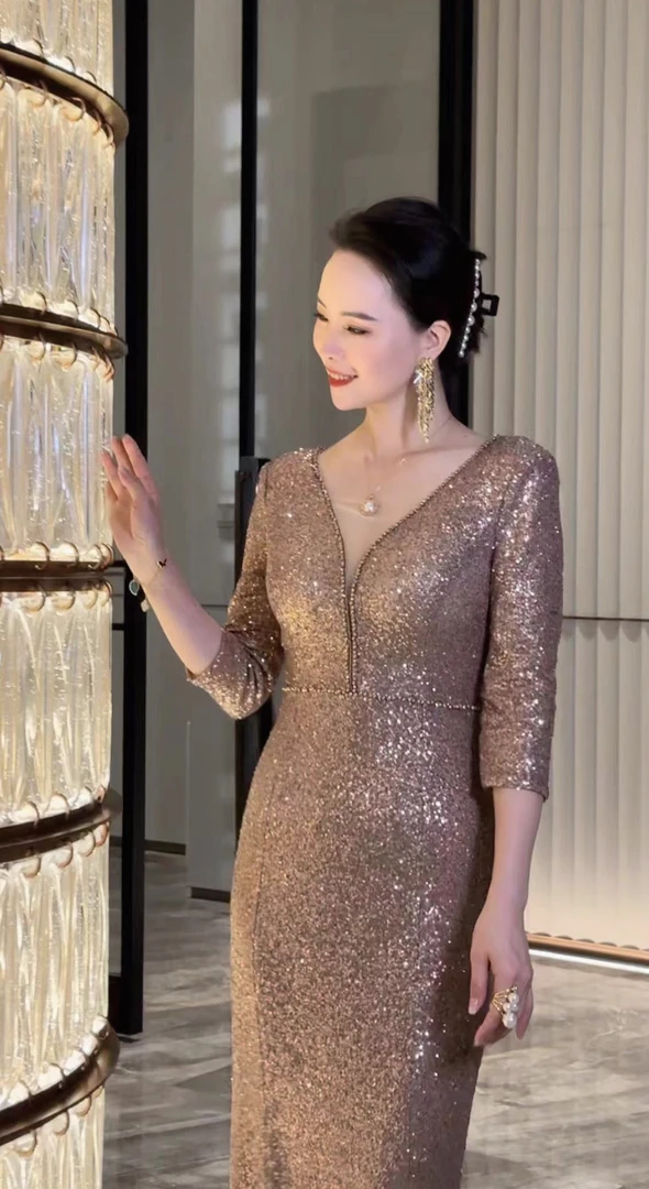 红印象高定喜婆婆喜妈妈显瘦高端端庄大气高贵时尚婚礼婚宴礼服